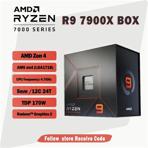 New AMD Ryzen 9 7900X R9 7900X BOX 100 100000589 4 7GHz 12 Core 24