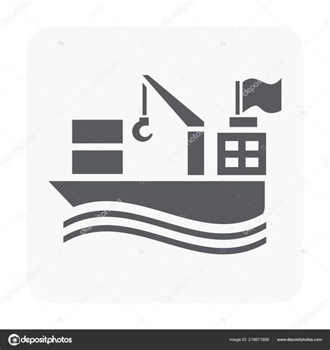 Cargo Ship Icon White Stock Vector By Roncivil 218871898