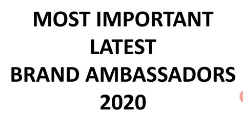 Most Important Brand Ambassadors 2020 Important Gk 2020 Youtube