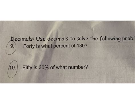 Solved Decimals: Use decimals to solve the following probl | Chegg.com 