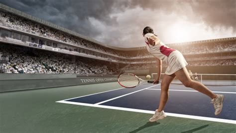 Tennis Player In Action Stock Photo - Download Image Now - iStock