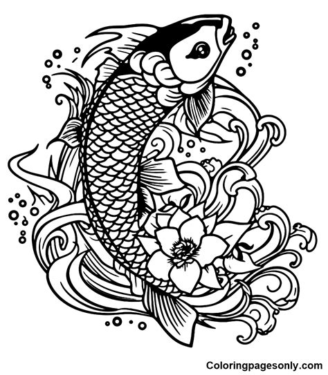 Dibujos Para Colorear De Dibujos Animados De Peces Koi Dibujos Para