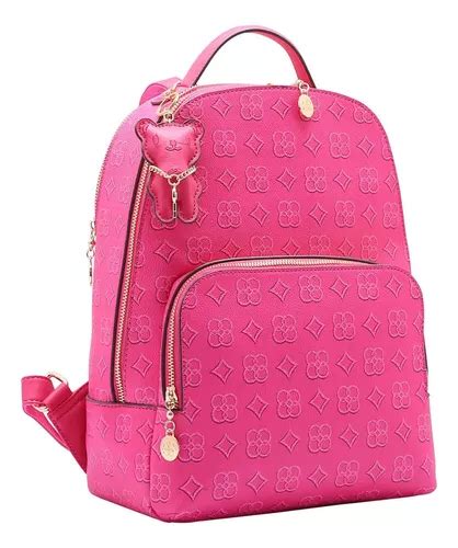 Mochila Feminina Chenson Grande Ursinho Monograma Cor Rosa