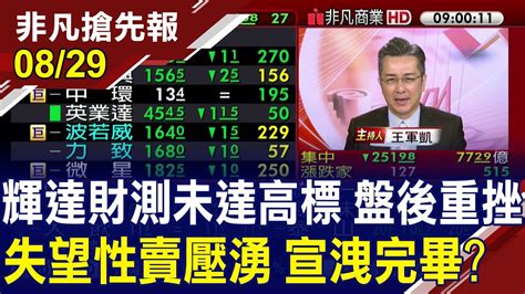 【輝達財測勝預期 但未達高標 盤後一度重挫8 失望性賣壓湧 宣洩完畢 輝達重挫只是短線反應 郭明錤有利未來股價趨勢】20240829