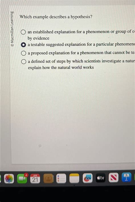 Solved Which example describes a hypothesis?an established | Chegg.com