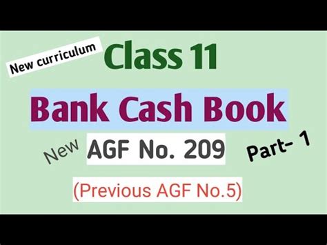 Bank Cash Book New AGF No 209 Previous AGF No 5 Government