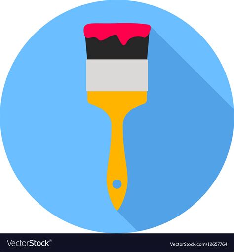 Paint brush flat design icon Royalty Free Vector Image