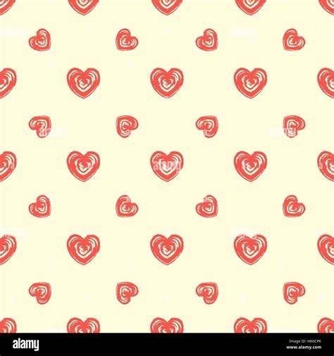 Seamless Pattern From Hearts Grunge Hand Drawn Style Stock Vector