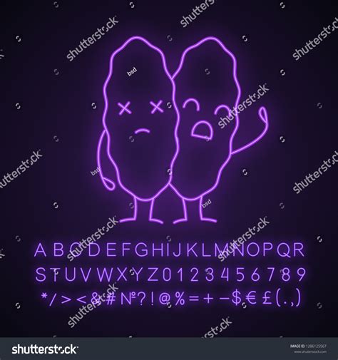 Sad Thymus Gland Emoji Neon Light Icon Primary Royalty Free Stock