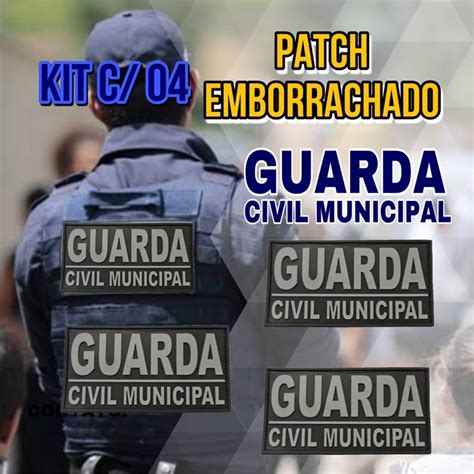 Kit 04 Emborrachado Guarda Civil Municipal Velcro Shopee Brasil