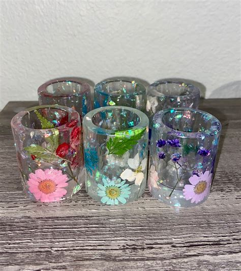 Floral Resin Shot Glasses Etsy