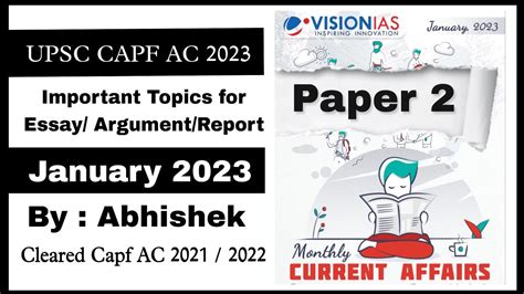 UPSC CAPF AC 2023 PAPER 2 MONTH WISE IMPORTANT TOPICS FOR ESSAY