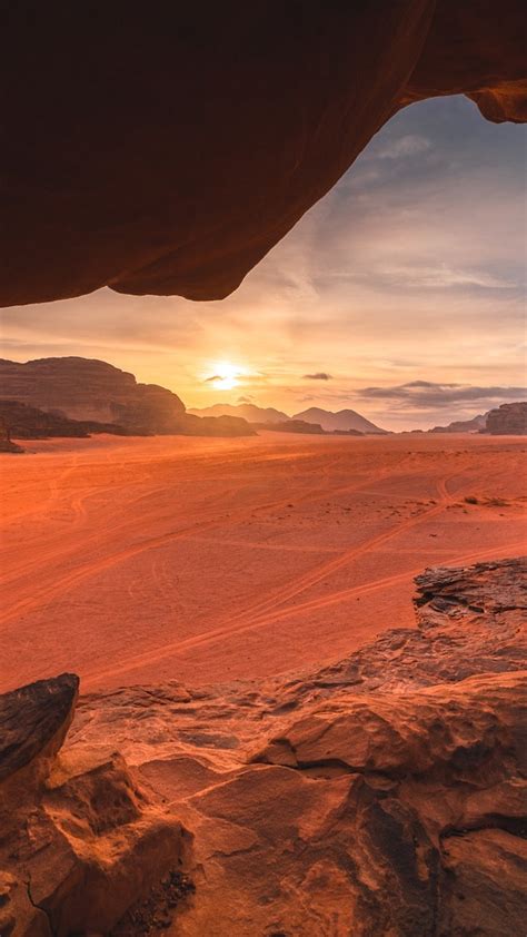 Widok Na Pustyni Wadi Rum W Jordanii Tapeta Na Telefon