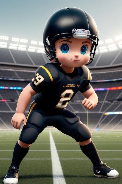 Premium AI Image | 3d cartoon young american football in stadium ...