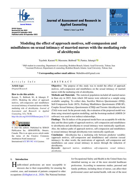 Pdf Modeling The Effect Of Approach Motives Self Compassion And Mindfulness On Sexual