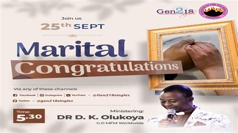 Mfm Gen Marital Congratulations Dr D K Olukoya Youtube