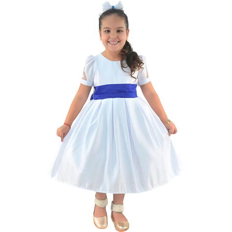 Vestido De Formatura Infantil Abc Branco La O De Cabelo