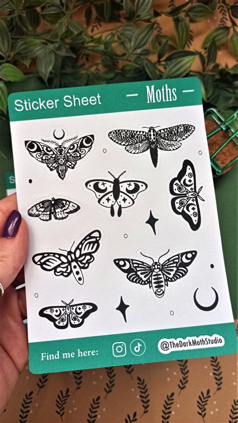 Moths Bullet Journal Sticker Sheets Moth Bujo Stickers Scrapbooking