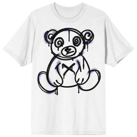 Teddy Drip Spray Painted Bear Graffiti Crew Neck Short Sleeve Mens