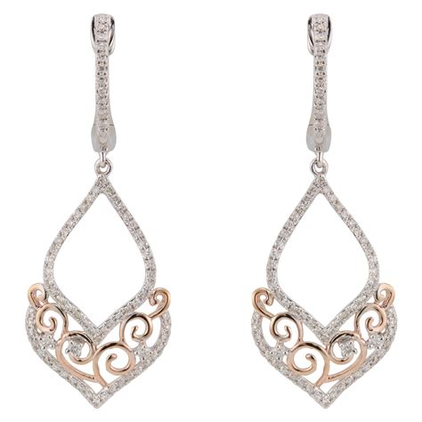 Victorian Diamond Rose Gold Dangle Earrings at 1stDibs