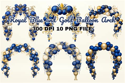 Royal Blue And Gold Balloon Arch Clipart Graphic By Regulrcrative