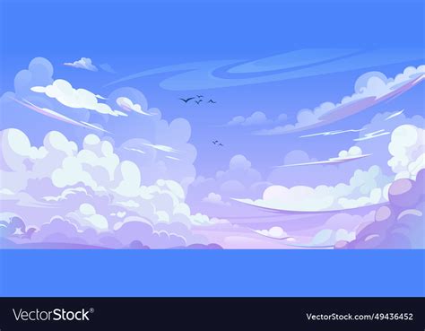 Anime style sky background with clouds Royalty Free Vector