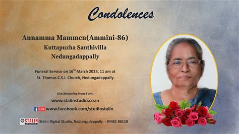 Funeral Service Live Streaming Of Annamma Mammen Ammini Kuttapuzha