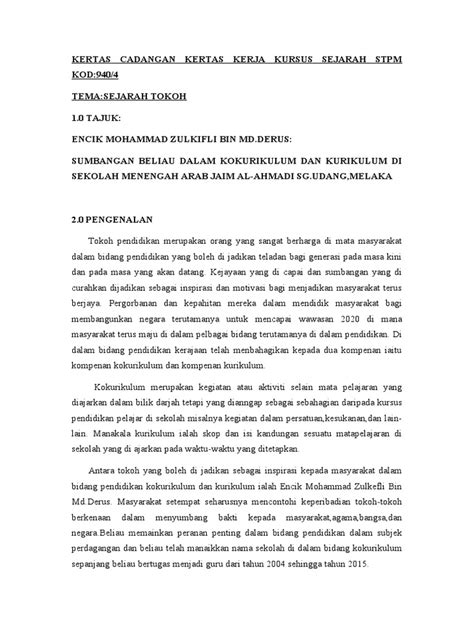 Kertas Cadangan Kertas Kerja Kursus Seja Pdf