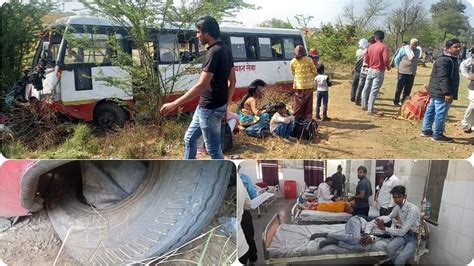 Rajasthan Bus Lands In Pit Due To Tire Burst In Deeg 15 Passengers