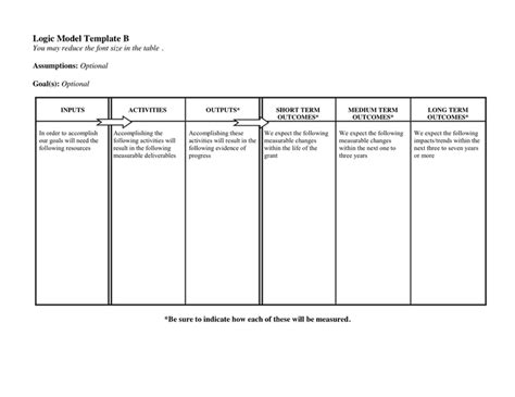 Logic Model Template 2 in Word and Pdf formats