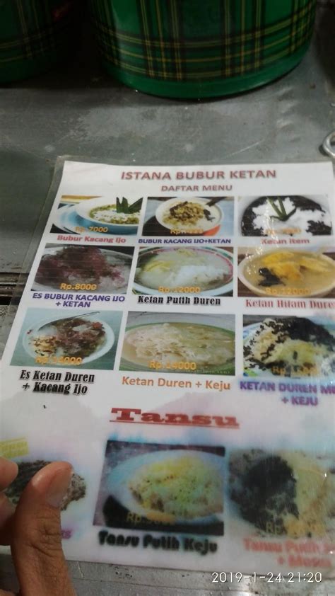 Carta Del Restaurante Istana Bubur Ketan Kebon Raya 2 West Jakarta