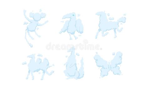 Shapes of Animal Clouds. Different Funny Cartoon Clouds Stock Vector ...