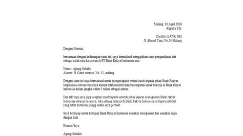 Contoh Surat Resign Simple Bahasa Indonesia 9 Contoh Surat