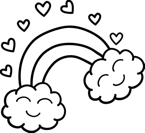 Vector Illustration Of Rainbows Clouds And Hearts Rainbow Clouds In Love And Hearts Black