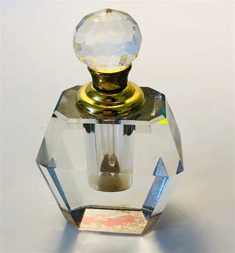 Vintage Crystal Perfume Bottle Faceted Dauber Etsy