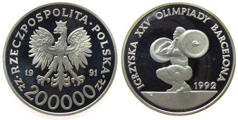 Polen Zlotych Ag Olympiade Gewichtheben Winzige Flecken Pp