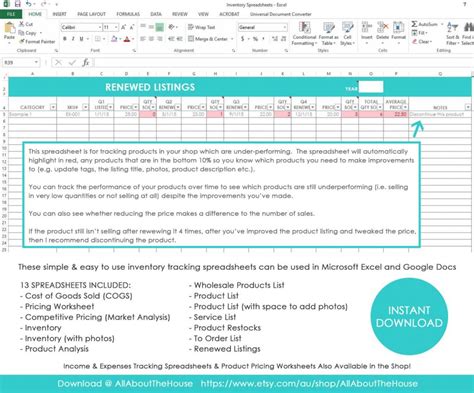 Etsy Pricing Spreadsheet In My Simple And Easy Method For Tracking Product Inventory Using Excel