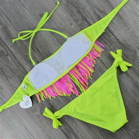 Weibliche Quaste Bikini F R M Dchen Mit Pads Bandeau Kinder Bademode