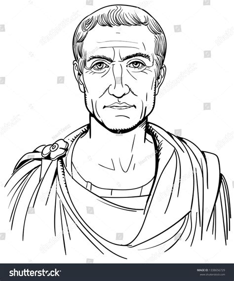 Ceasar Julius Caesar Roman Emperor Limo Finger Tattoos Vector Background Line Art Vectors