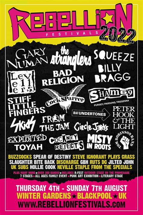 Stage Times Announced For Rebellion Festival And R Fest