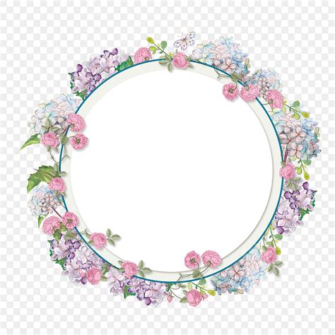 Round Hand Drawn Romantic Floral Border Fresh Hand Painted Rose Png