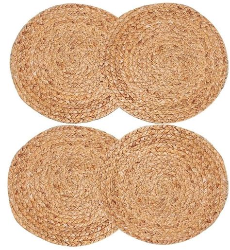 Woven Placemats Natural Wicker Placemat Set Of 4 Round Place Mats 30cm