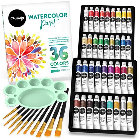 Watercolor Paint Set 36 Colors 12 Ml Tubes 0 4 Oz Chalkola Art Supply