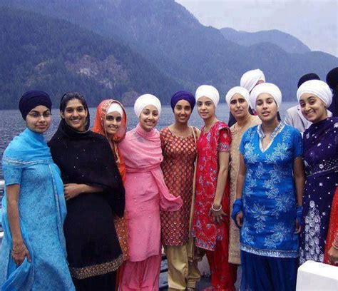 Sikh Girls Attired With Turban Head Dress In Punjabi Traditional Suits