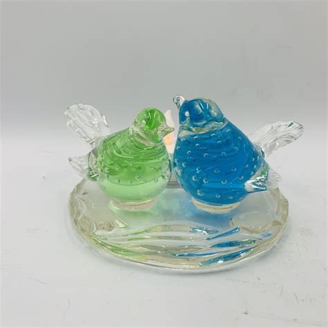 Party Light Tea Light Art Glass Bird Candle Holder Figural Paperweight