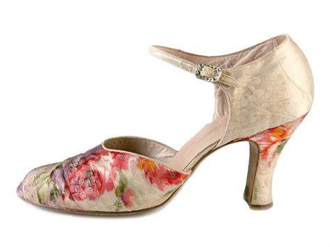 Vanda Vintage Floral Silk Dance Shoes 1930s