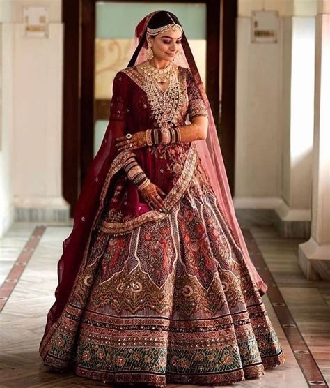 Maroon And Green Bridal Lehenga