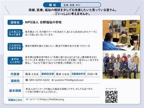 市民活動団体紹介 ひの市民活動支援センターホームページ