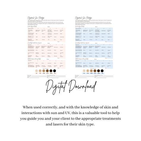 fitzpatrick skin scale chart etsy australia