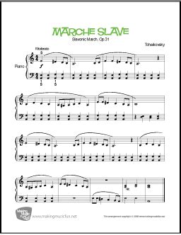 Marche Slave Tchaikovsky Free Easy Piano Sheet Music